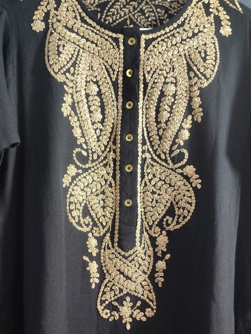 Roller Rabbit Black Maxi Dress with Gold Embroidery - Picture 3 of 12